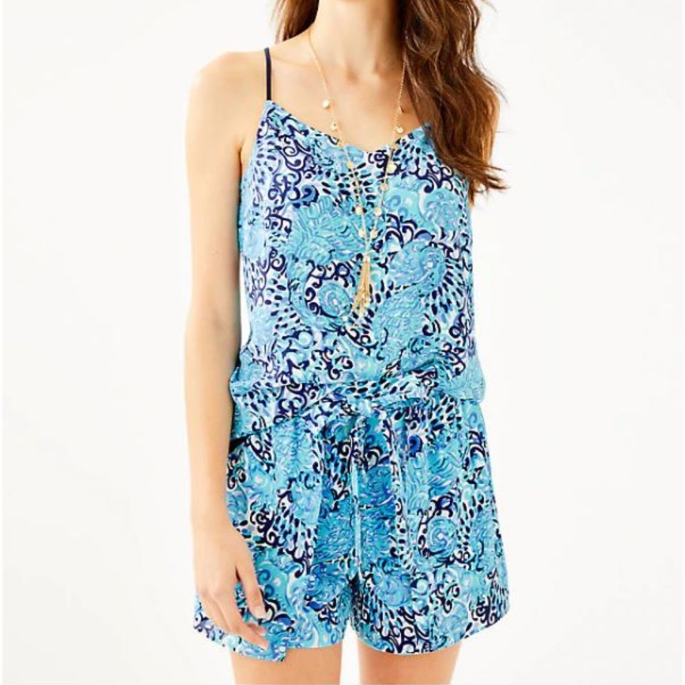 NWT $88 Lilly Pulitzer Spritz Navy Blue Reversible Dusk Tank Top Shirt XS